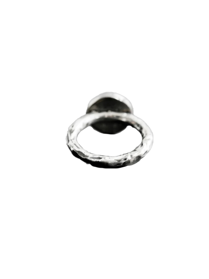 Guidi - leather silver black diamond ring