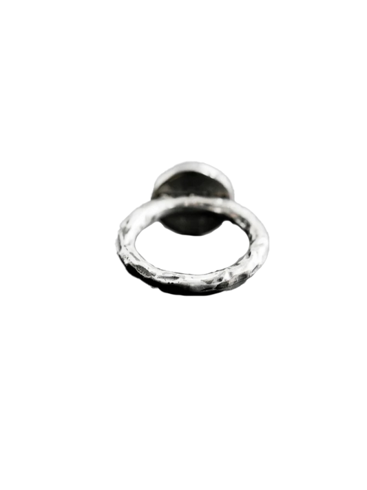 Guidi - leather silver black diamond ring