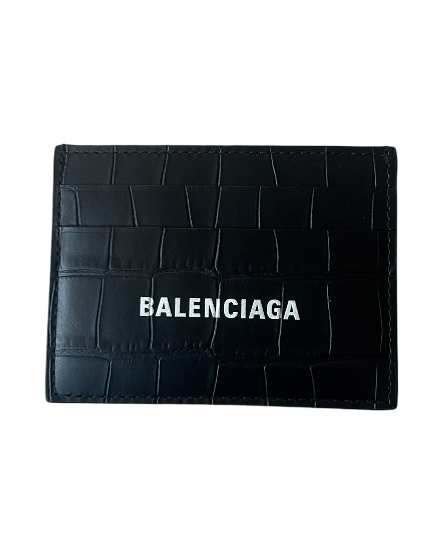 Balenciaga - crocodile embossed leather card holder