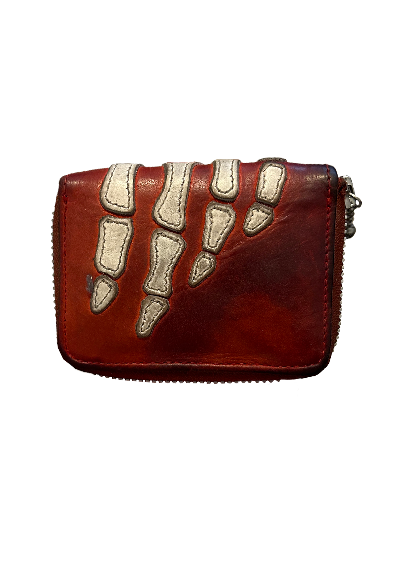 Kapital - skeleton hand red leather wallet