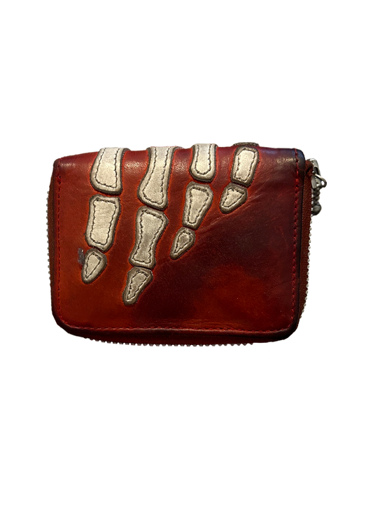 Kapital - skeleton hand red leather wallet